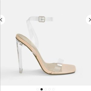 Missguided Clear square toe heels size US 7